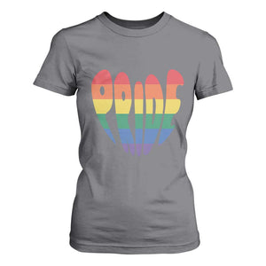 Rainbow Heart Pride T Shirt For Women LGBTQ Support Graphic TS12 Charcoal Print Your Wear