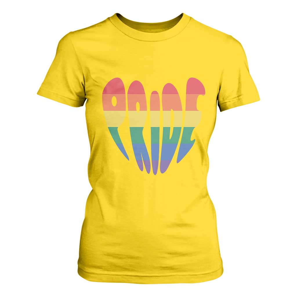 Rainbow Heart Pride T Shirt For Women LGBTQ Support Graphic TS12 Daisy Print Your Wear