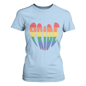 Rainbow Heart Pride T Shirt For Women LGBTQ Support Graphic TS12 Light Blue Print Your Wear
