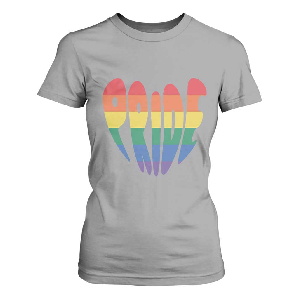 Rainbow Heart Pride T Shirt For Women LGBTQ Support Graphic TS12 Sport Gray Print Your Wear