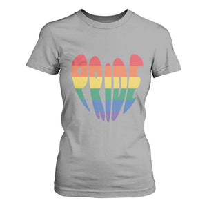 Rainbow Heart Pride T Shirt For Women LGBTQ Support Graphic TS12 Sport Gray Print Your Wear