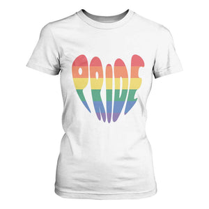 Rainbow Heart Pride T Shirt For Women LGBTQ Support Graphic TS12 White Print Your Wear