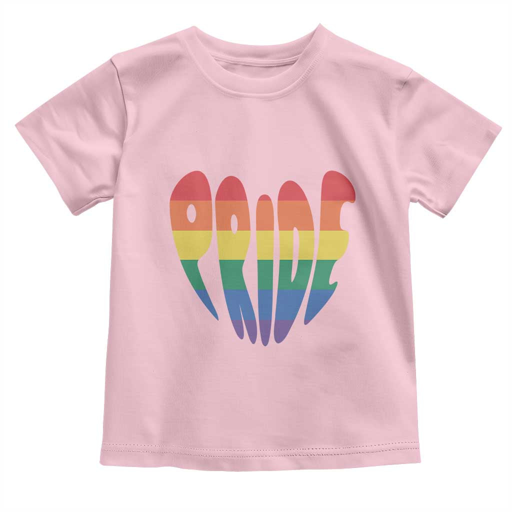 Rainbow Heart Pride Toddler T Shirt LGBTQ Support Graphic TS12 Light Pink Print Your Wear