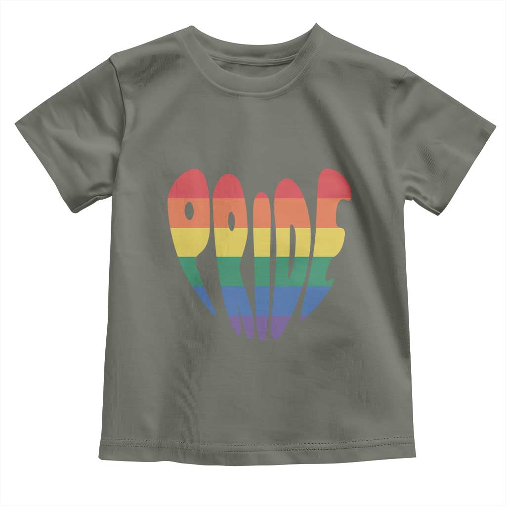 Rainbow Heart Pride Toddler T Shirt LGBTQ Support Graphic TS12 Military Green Print Your Wear