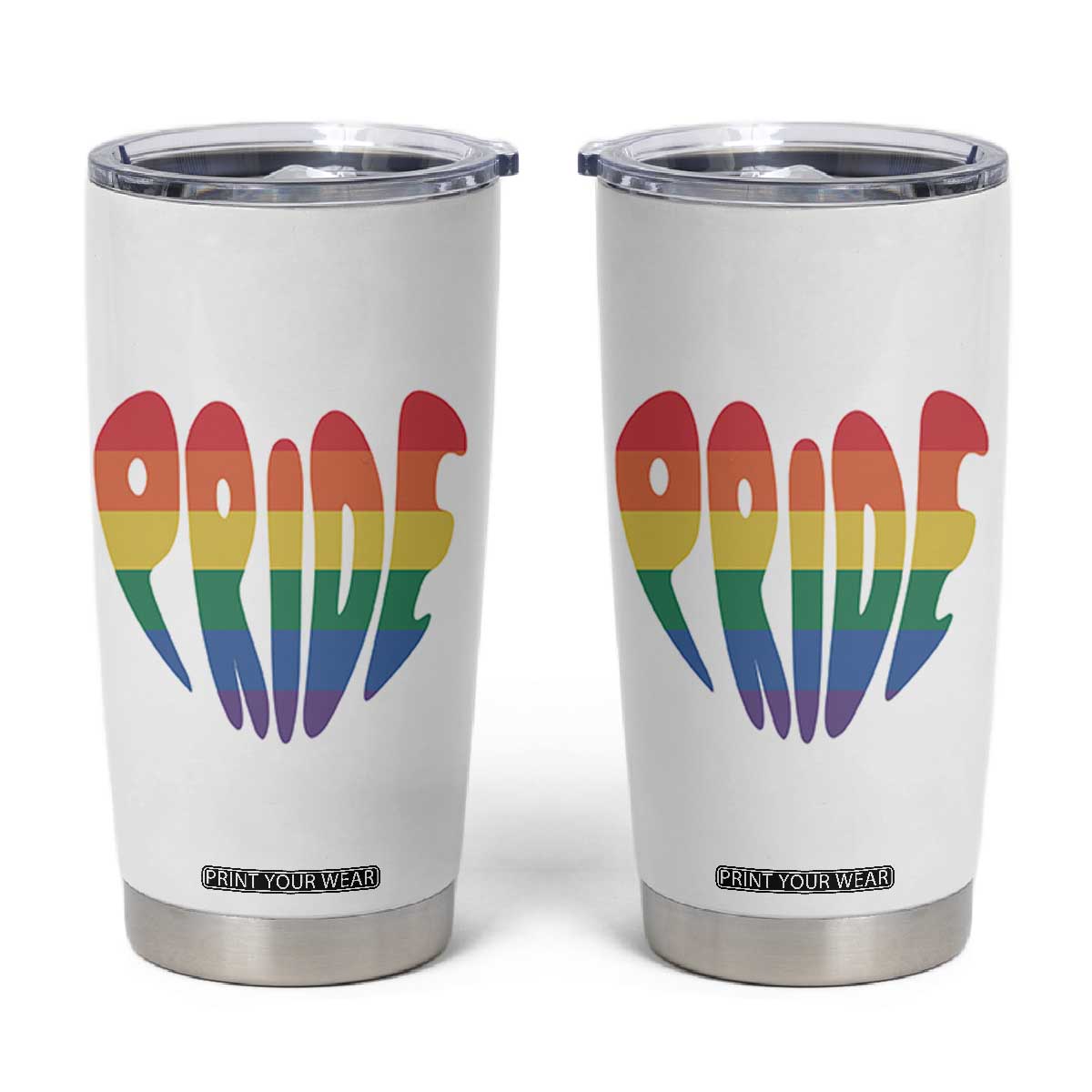 Rainbow Heart Pride Tumbler Cup LGBTQ Support Graphic TS12 White Print Your Wear