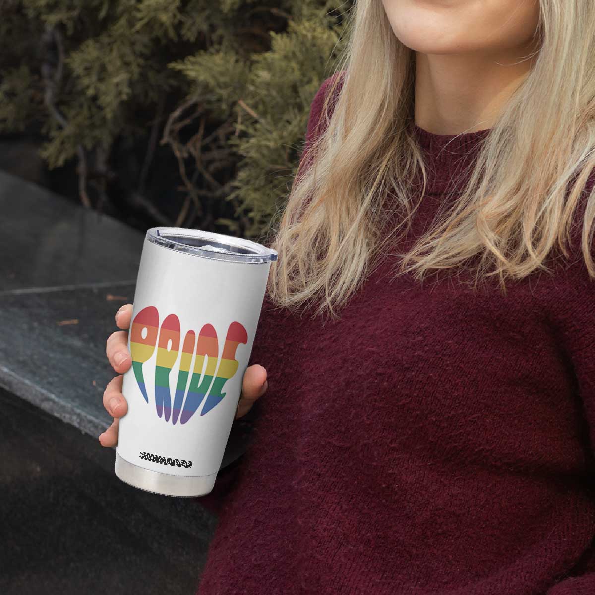 Rainbow Heart Pride Tumbler Cup LGBTQ Support Graphic TS12 Print Your Wear