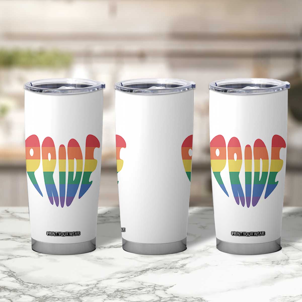 Rainbow Heart Pride Tumbler Cup LGBTQ Support Graphic TS12 Print Your Wear
