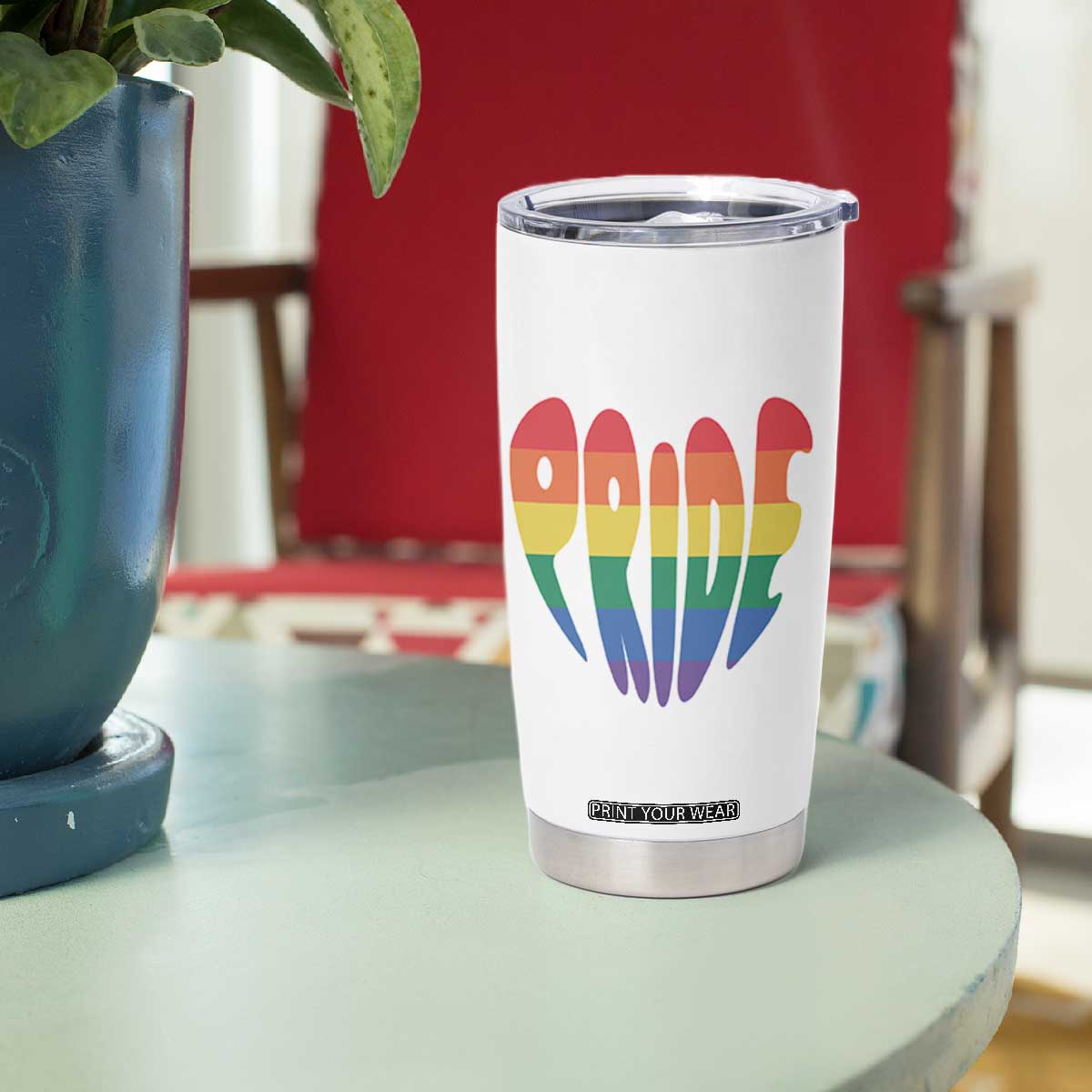 Rainbow Heart Pride Tumbler Cup LGBTQ Support Graphic TS12 Print Your Wear