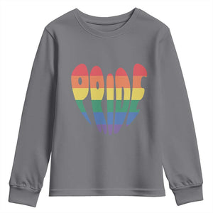 Rainbow Heart Pride Youth Sweatshirt LGBTQ Support Graphic TS12 Charcoal Print Your Wear