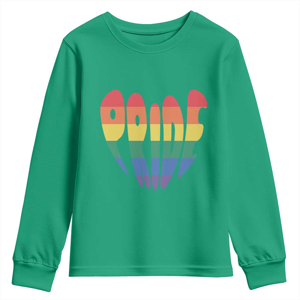 Rainbow Heart Pride Youth Sweatshirt LGBTQ Support Graphic TS12 Irish Green Print Your Wear