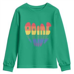 Rainbow Heart Pride Youth Sweatshirt LGBTQ Support Graphic TS12 Irish Green Print Your Wear