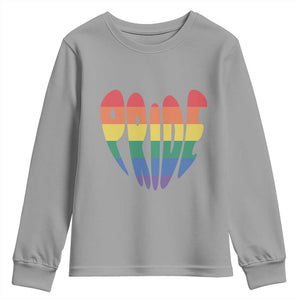 Rainbow Heart Pride Youth Sweatshirt LGBTQ Support Graphic TS12 Sport Gray Print Your Wear