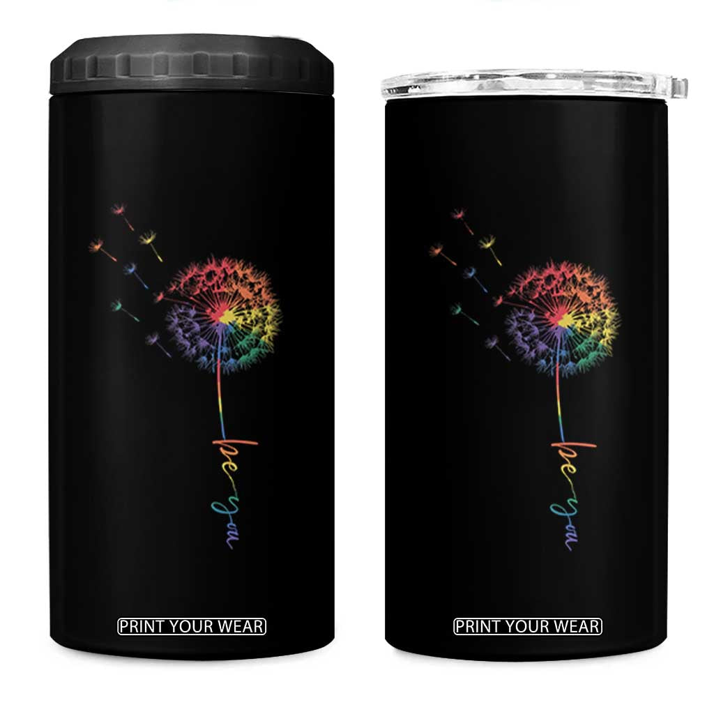 Be You LGBT Rainbow Dandelion 4 in 1 Can Cooler Tumbler Pride Month Support TS12 One Size: 16 oz Black Print Your Wear
