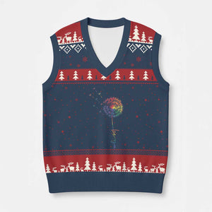 Be You LGBT Rainbow Dandelion V-Neck Knit Sweater Vest Pride Month Support