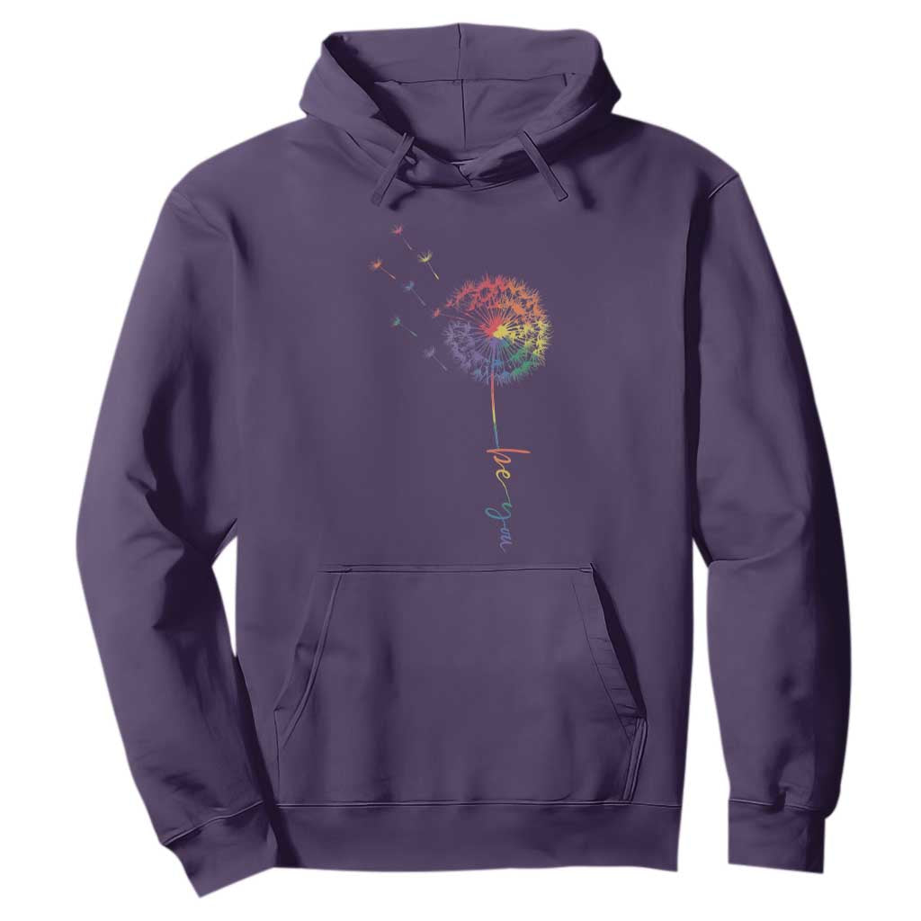 Be You LGBT Rainbow Dandelion Hoodie Pride Month Support TS12 Purple Print Your Wear