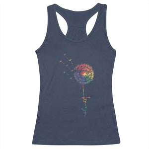 Be You LGBT Rainbow Dandelion Racerback Tank Top Pride Month Support TS12 Navy Print Your Wear