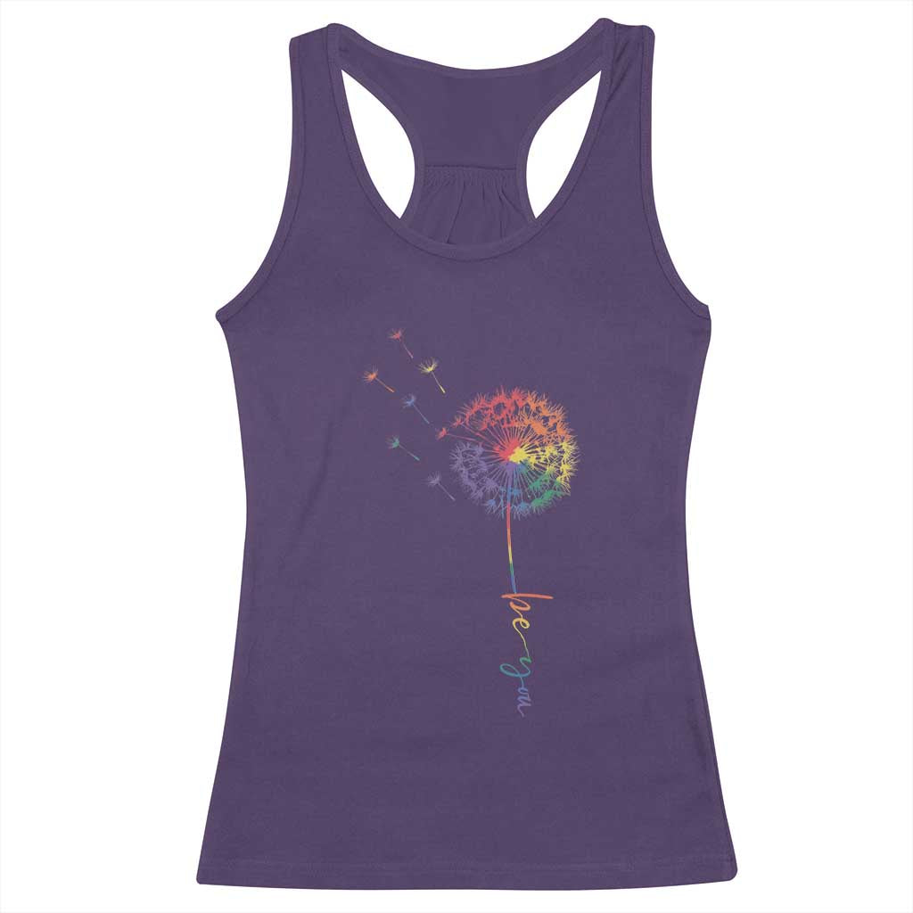 Be You LGBT Rainbow Dandelion Racerback Tank Top Pride Month Support TS12 Purple Print Your Wear