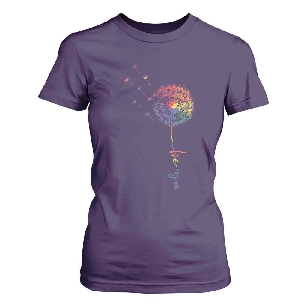 Be You LGBT Rainbow Dandelion T Shirt For Women Pride Month Support TS12 Purple Print Your Wear