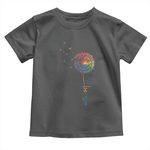 Be You LGBT Rainbow Dandelion Toddler T Shirt Pride Month Support TS12 Dark Heather Print Your Wear