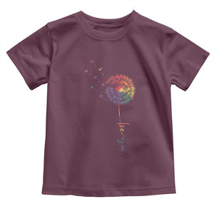 Be You LGBT Rainbow Dandelion Toddler T Shirt Pride Month Support TS12 Maroon Print Your Wear