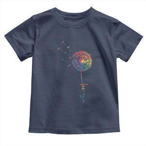 Be You LGBT Rainbow Dandelion Toddler T Shirt Pride Month Support TS12 Navy Print Your Wear