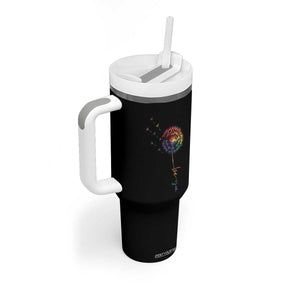 Be You LGBT Rainbow Dandelion Tumbler With Handle Pride Month Support TS12 Print Your Wear