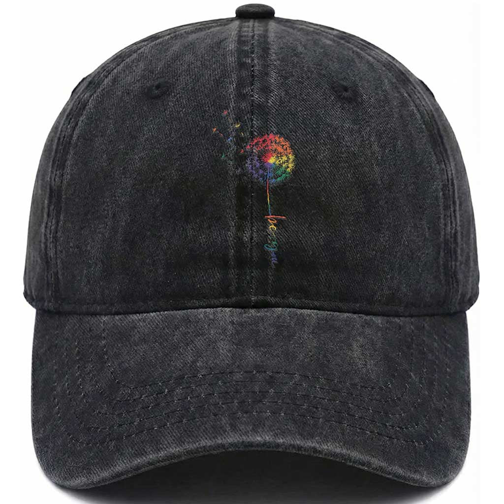 Be You LGBT Rainbow Dandelion Washed Cotton Baseball Cap Pride Month Support TS12 Print Your Wear