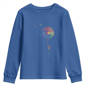 Be You LGBT Rainbow Dandelion Youth Sweatshirt Pride Month Support TS12 Royal Blue Print Your Wear