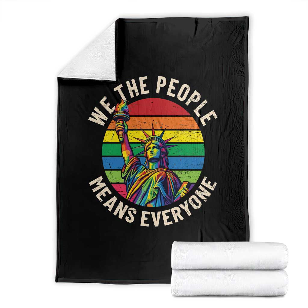 Rainbow Statue Of Liberty LGBTQ Pride Throw Blanket We The People Means Everyone TS12 Black Print Your Wear