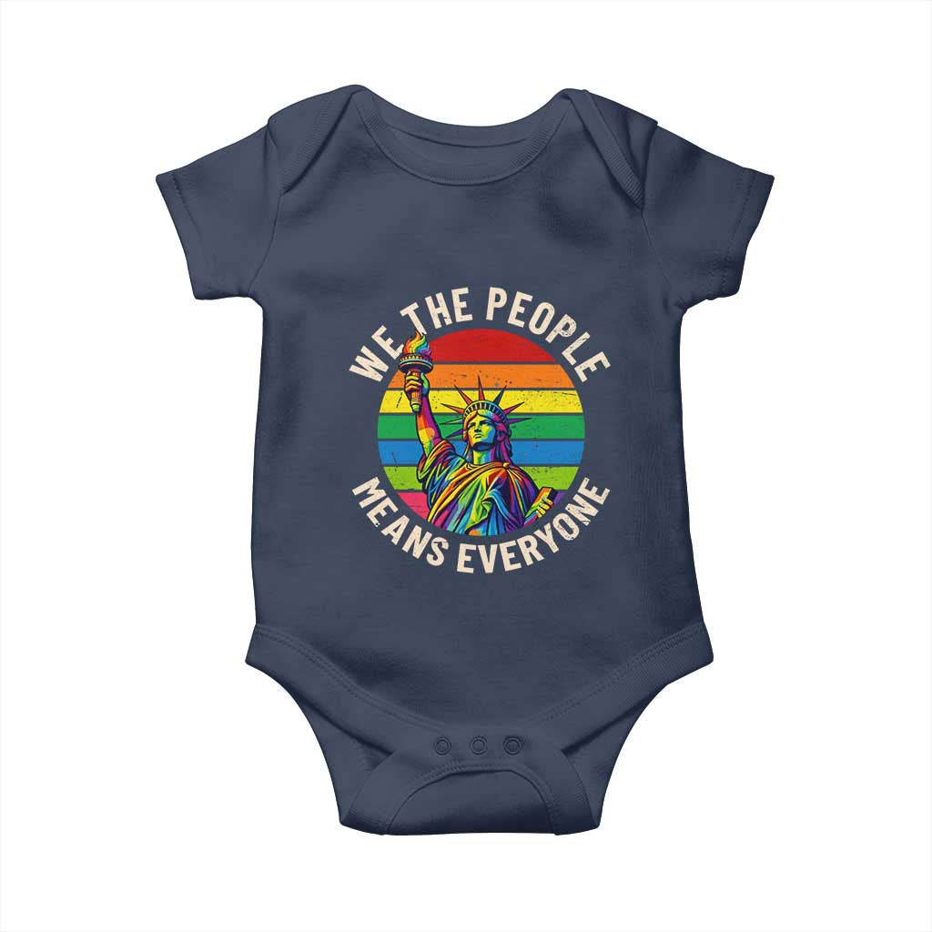 Rainbow Statue Of Liberty LGBTQ Pride Baby Onesie We The People Means Everyone TS12 Navy Print Your Wear
