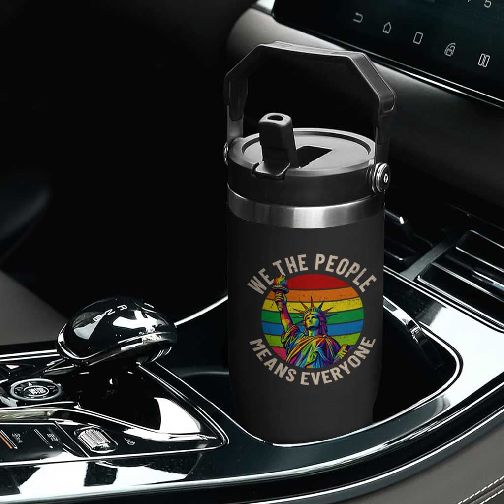 Rainbow Statue Of Liberty LGBTQ Pride Flip Straw Tumbler We The People Means Everyone
