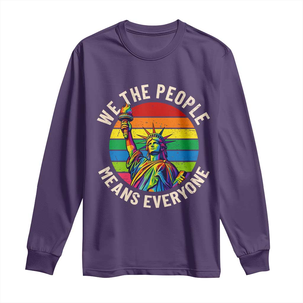 Rainbow Statue Of Liberty LGBTQ Pride Long Sleeve Shirt We The People Means Everyone TS12 Purple Print Your Wear