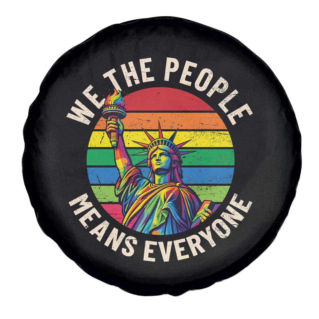Rainbow Statue Of Liberty LGBTQ Pride Spare Tire Cover We The People Means Everyone