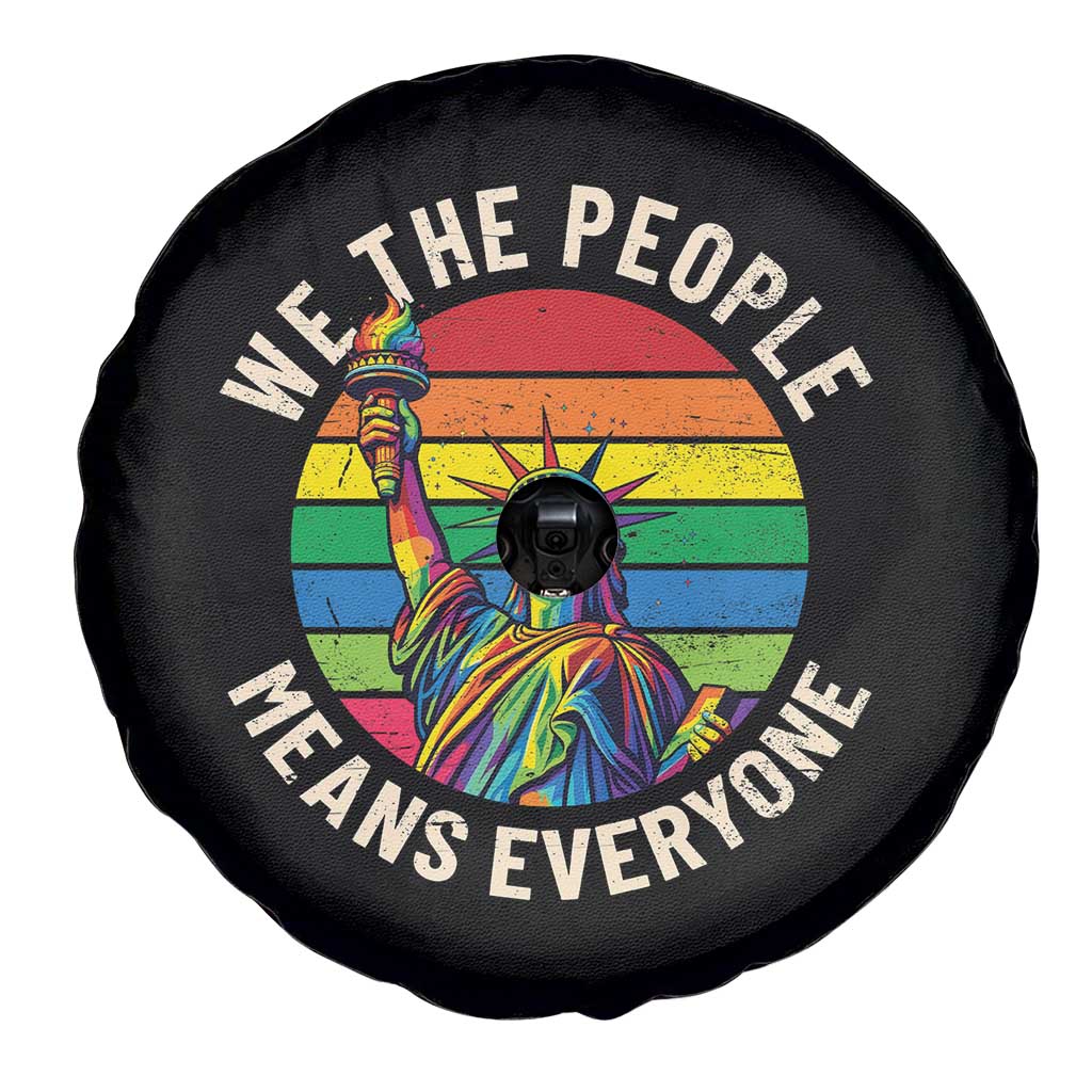 Rainbow Statue Of Liberty LGBTQ Pride Spare Tire Cover We The People Means Everyone