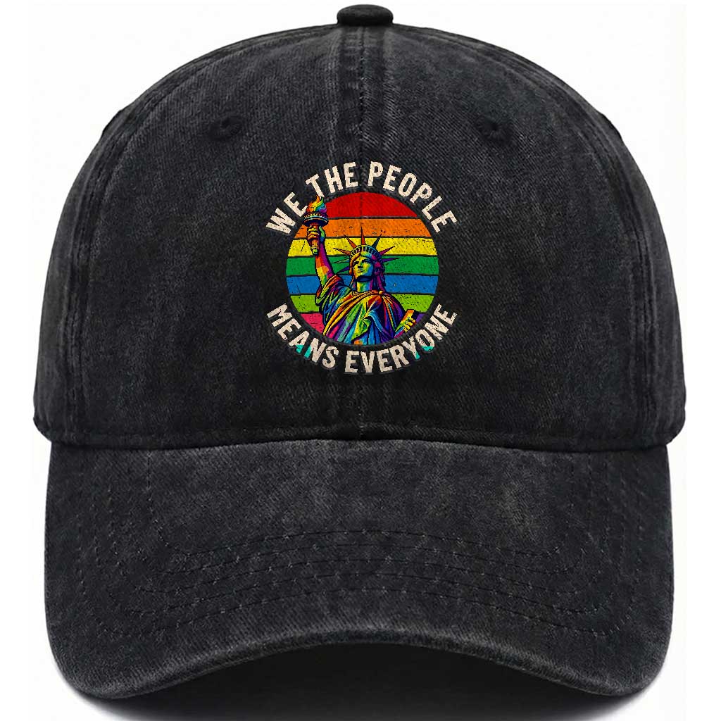 Rainbow Statue Of Liberty LGBTQ Pride Washed Cotton Baseball Cap We The People Means Everyone TS12 Print Your Wear
