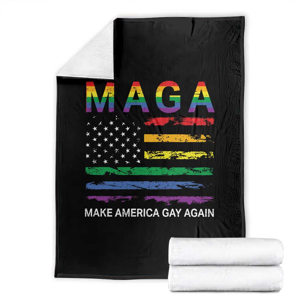 Make America Gay Again LGBTQ Pride Throw Blanket Funny Political Pride Graphic