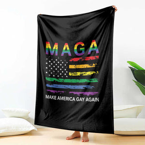 Make America Gay Again LGBTQ Pride Throw Blanket Funny Political Pride Graphic