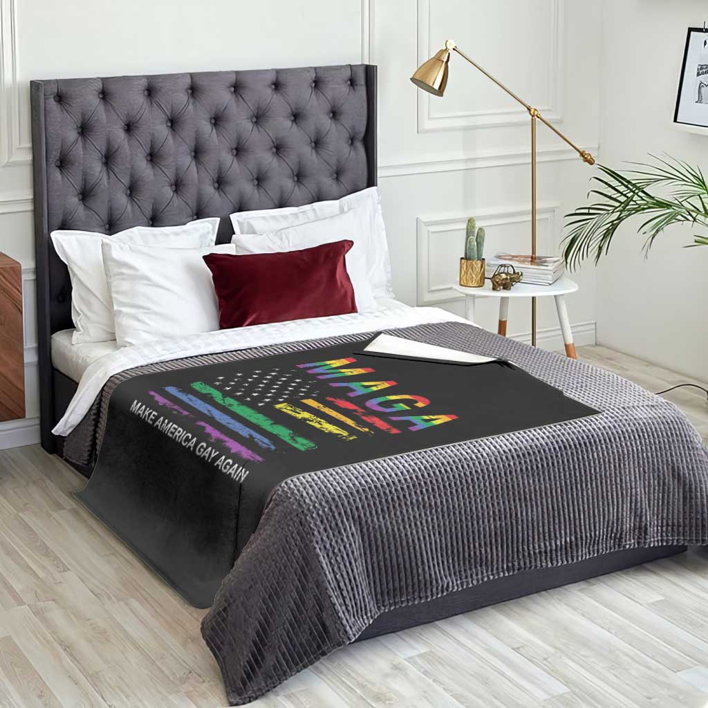 Make America Gay Again LGBTQ Pride Throw Blanket Funny Political Pride Graphic