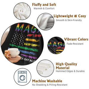 Make America Gay Again LGBTQ Pride Throw Blanket Funny Political Pride Graphic