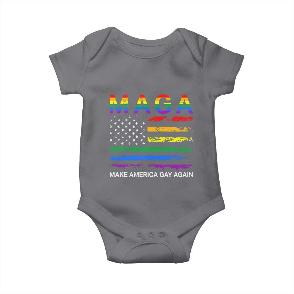 Make America Gay Again LGBTQ Pride Baby Onesie Funny Political Pride Graphic TS12 Charcoal Print Your Wear