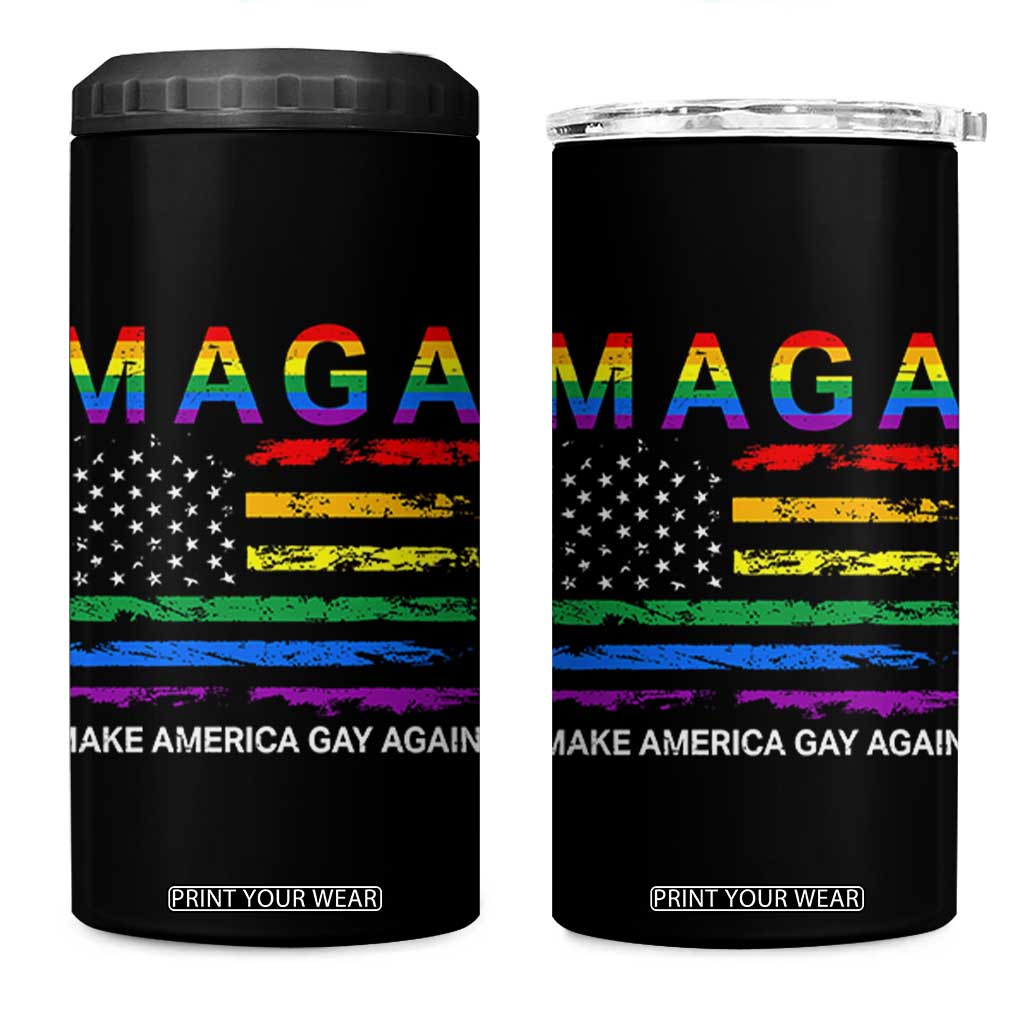 Make America Gay Again LGBTQ Pride 4 in 1 Can Cooler Tumbler Funny Political Pride Graphic TS12 One Size: 16 oz Black Print Your Wear