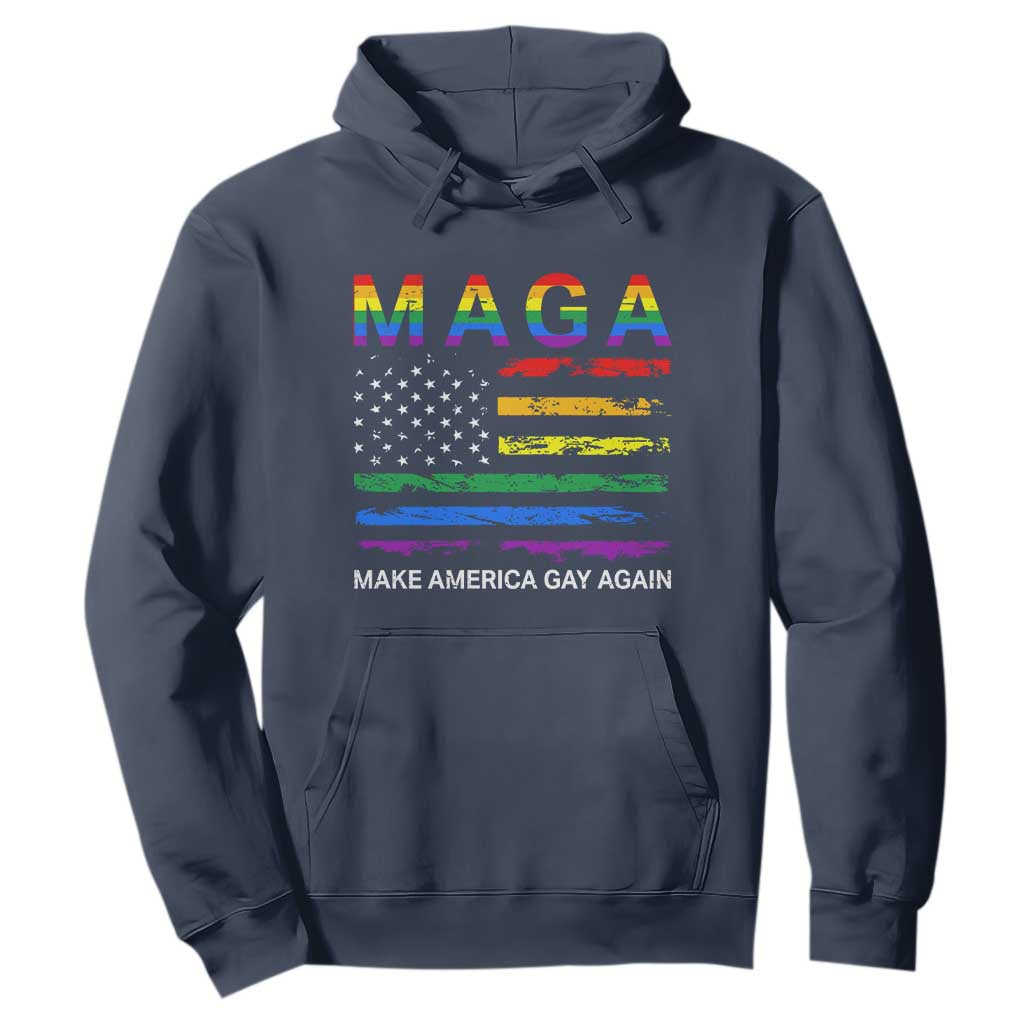 Make America Gay Again LGBTQ Pride Hoodie Funny Political Pride Graphic TS12 Navy Print Your Wear