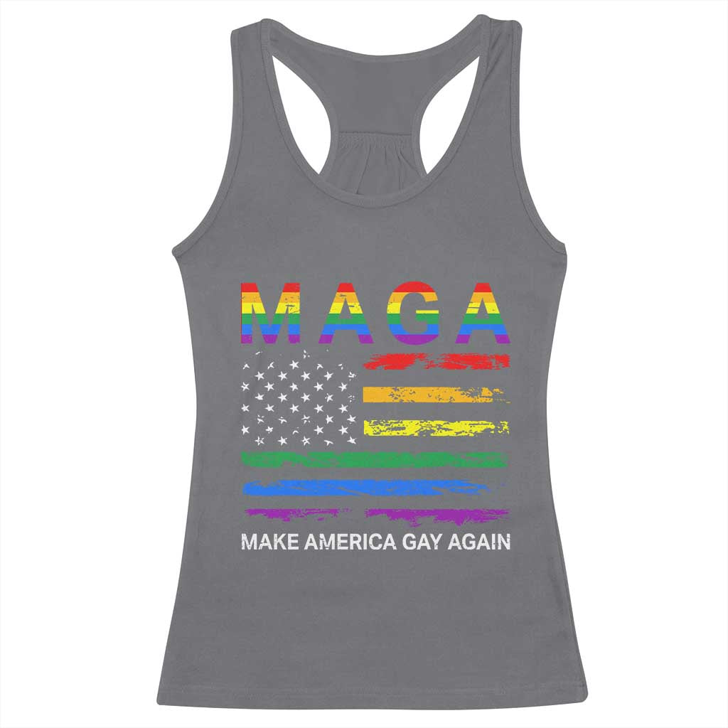 Make America Gay Again LGBTQ Pride Racerback Tank Top Funny Political Pride Graphic