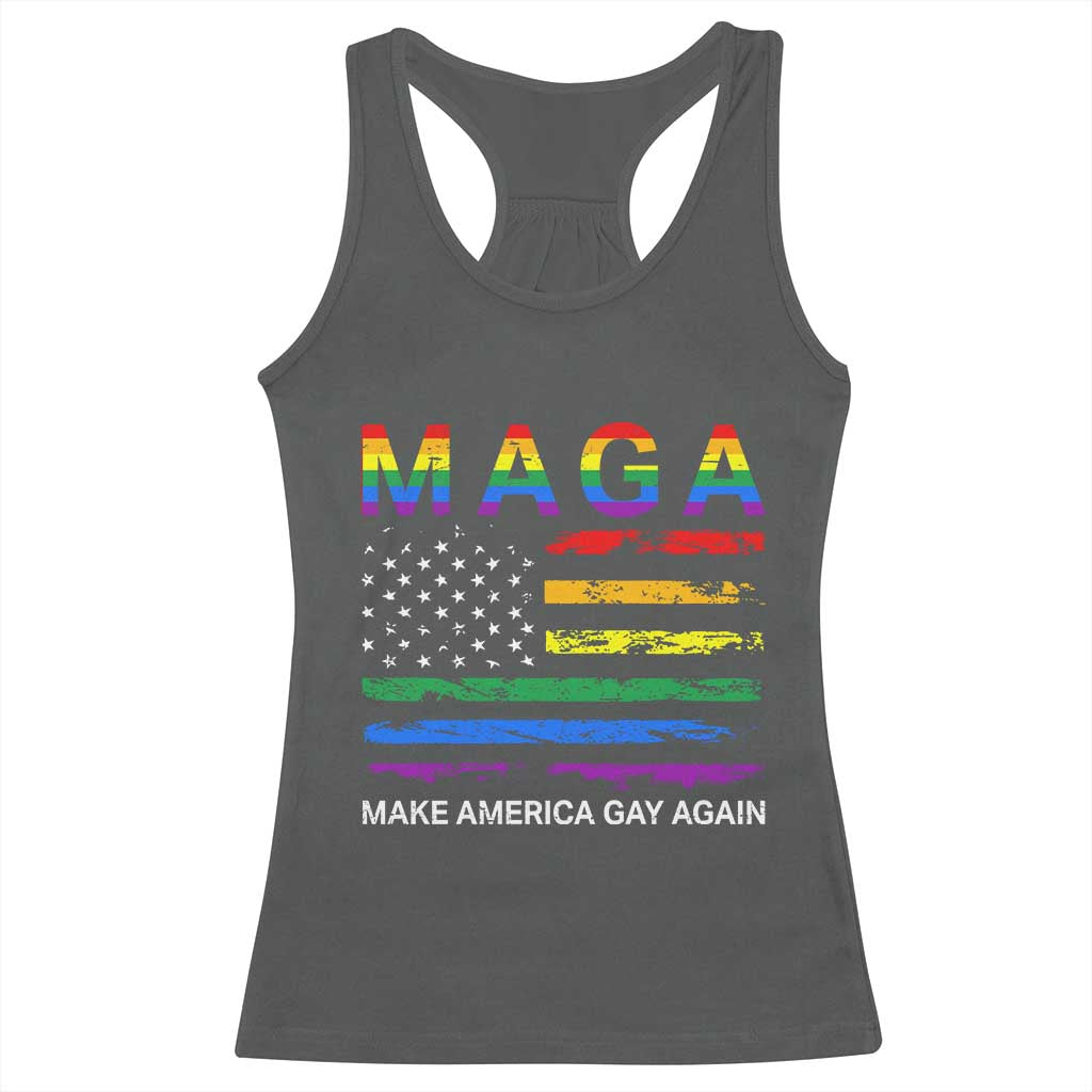 Make America Gay Again LGBTQ Pride Racerback Tank Top Funny Political Pride Graphic