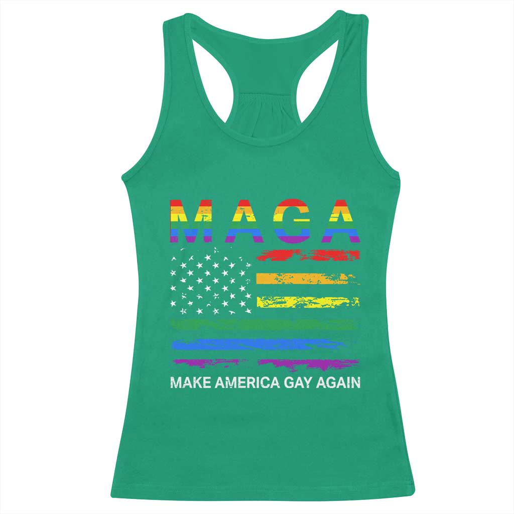 Make America Gay Again LGBTQ Pride Racerback Tank Top Funny Political Pride Graphic