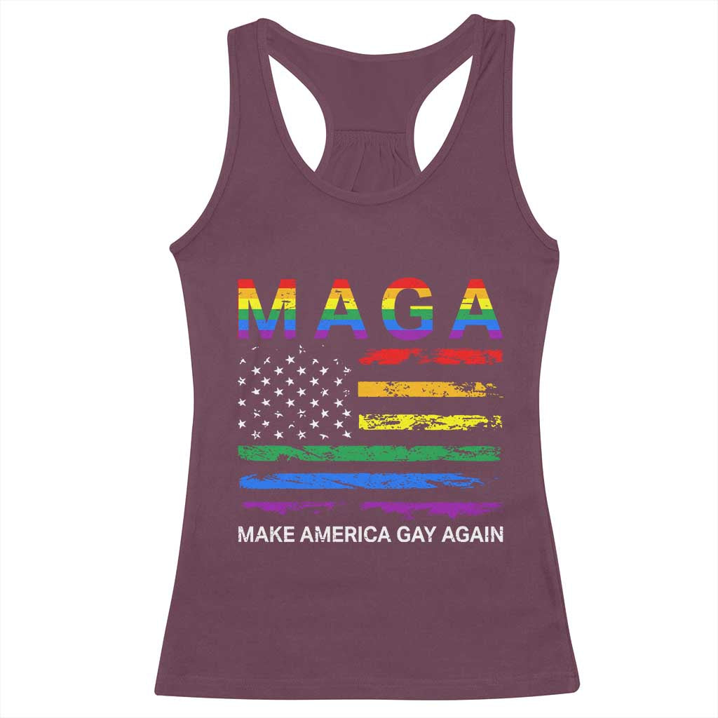 Make America Gay Again LGBTQ Pride Racerback Tank Top Funny Political Pride Graphic