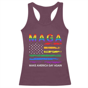 Make America Gay Again LGBTQ Pride Racerback Tank Top Funny Political Pride Graphic