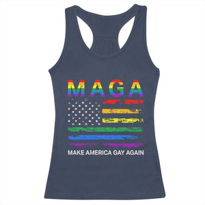Make America Gay Again LGBTQ Pride Racerback Tank Top Funny Political Pride Graphic
