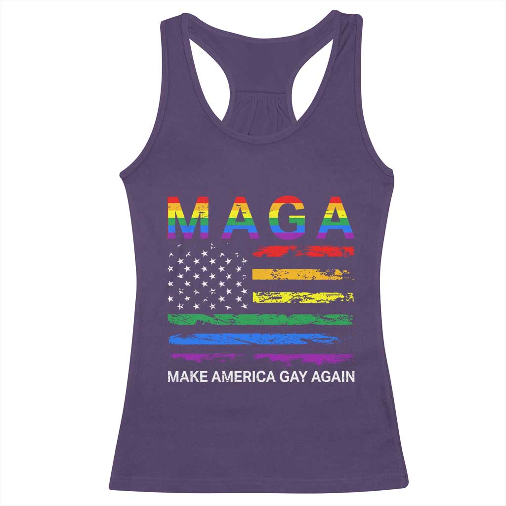Make America Gay Again LGBTQ Pride Racerback Tank Top Funny Political Pride Graphic