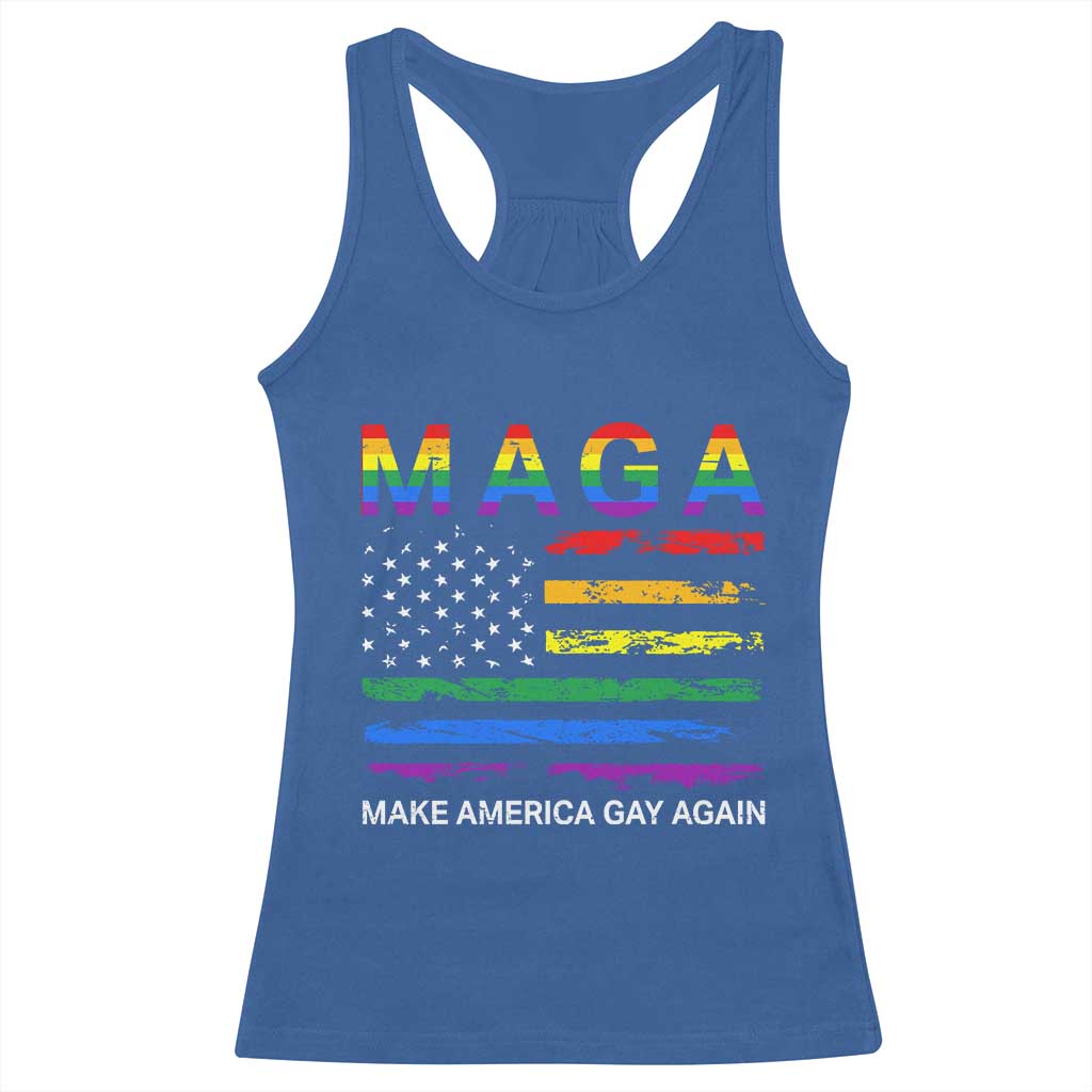 Make America Gay Again LGBTQ Pride Racerback Tank Top Funny Political Pride Graphic